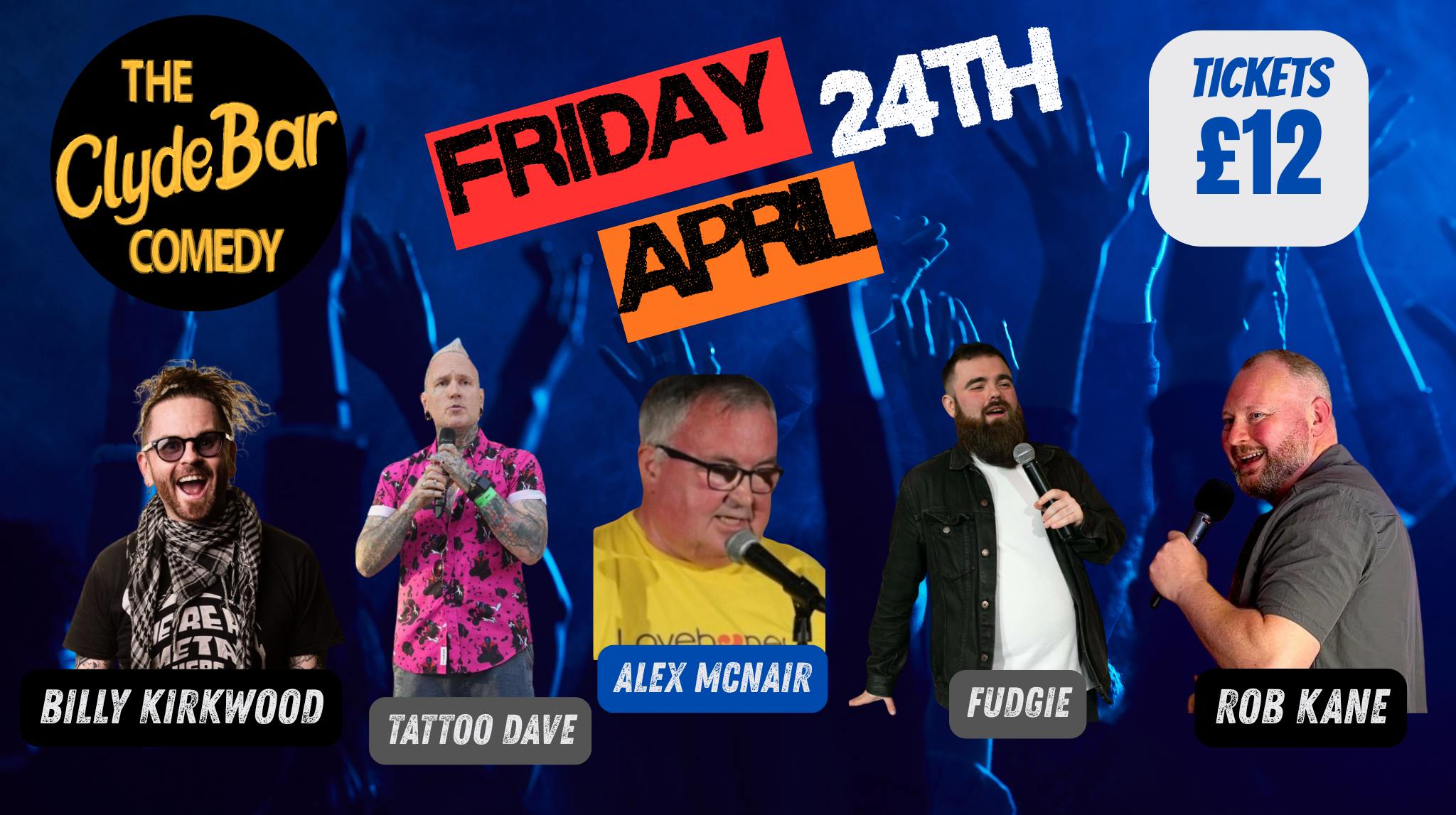 Live Comedy: Billy Kirkwood & Guests at the Clyde Bar – 24 April